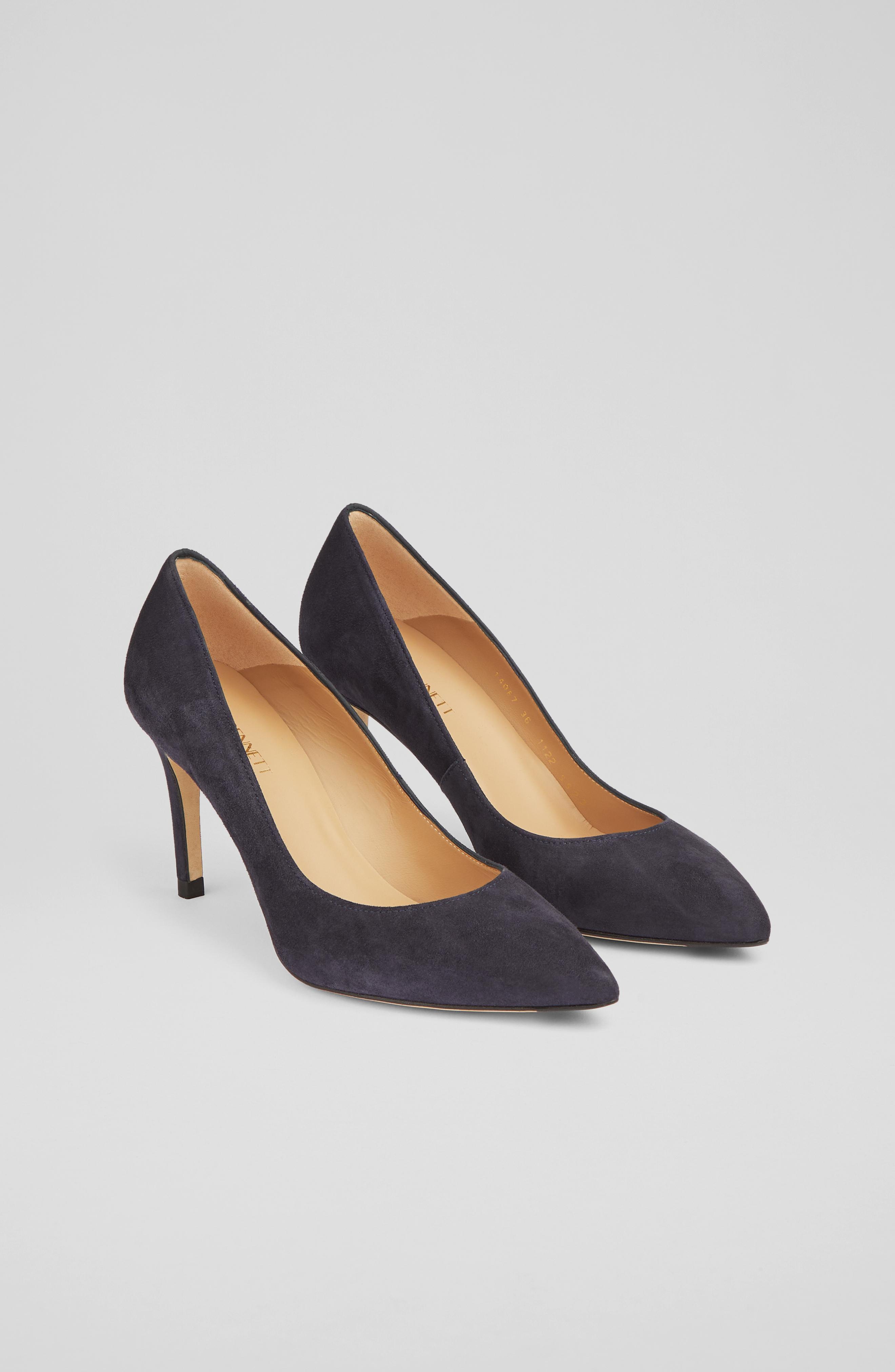 Floret Pointed Court Shoes: Navy Suede Courts LK Bennett