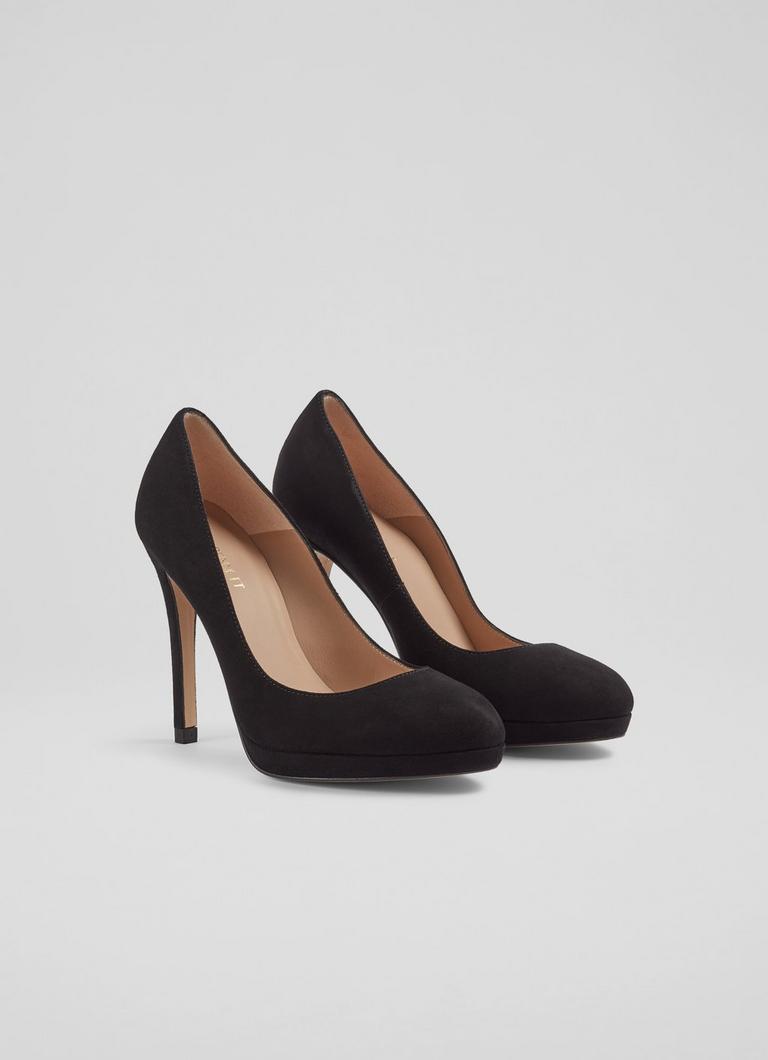 Sledge Black Suede Platform Courts Shoes L.K.Bennett