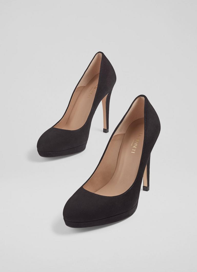 Black suedette two part platform courts clearance