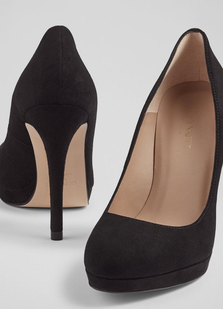 Black platform hot sale court shoes uk