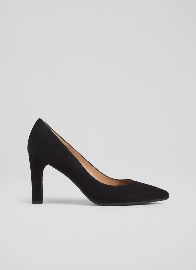 Black suede court shoes discount