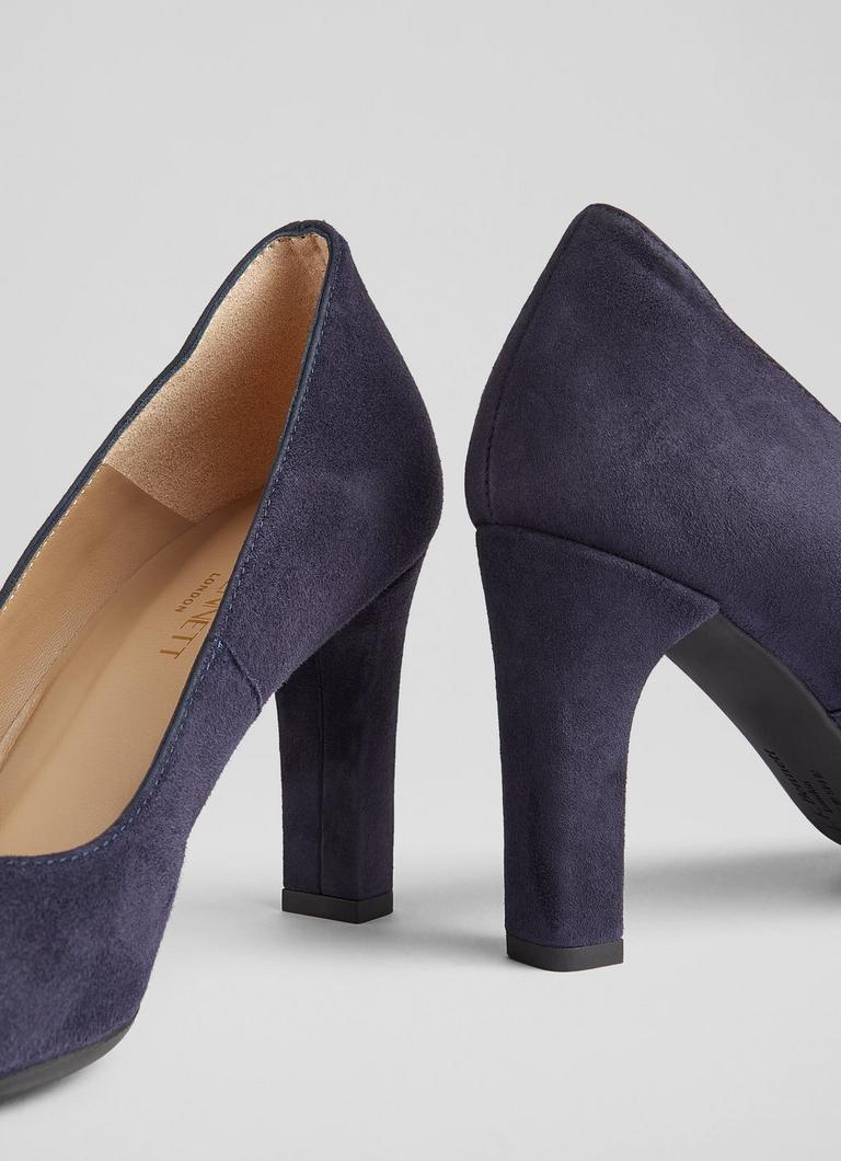 Navy suede court shoe discount