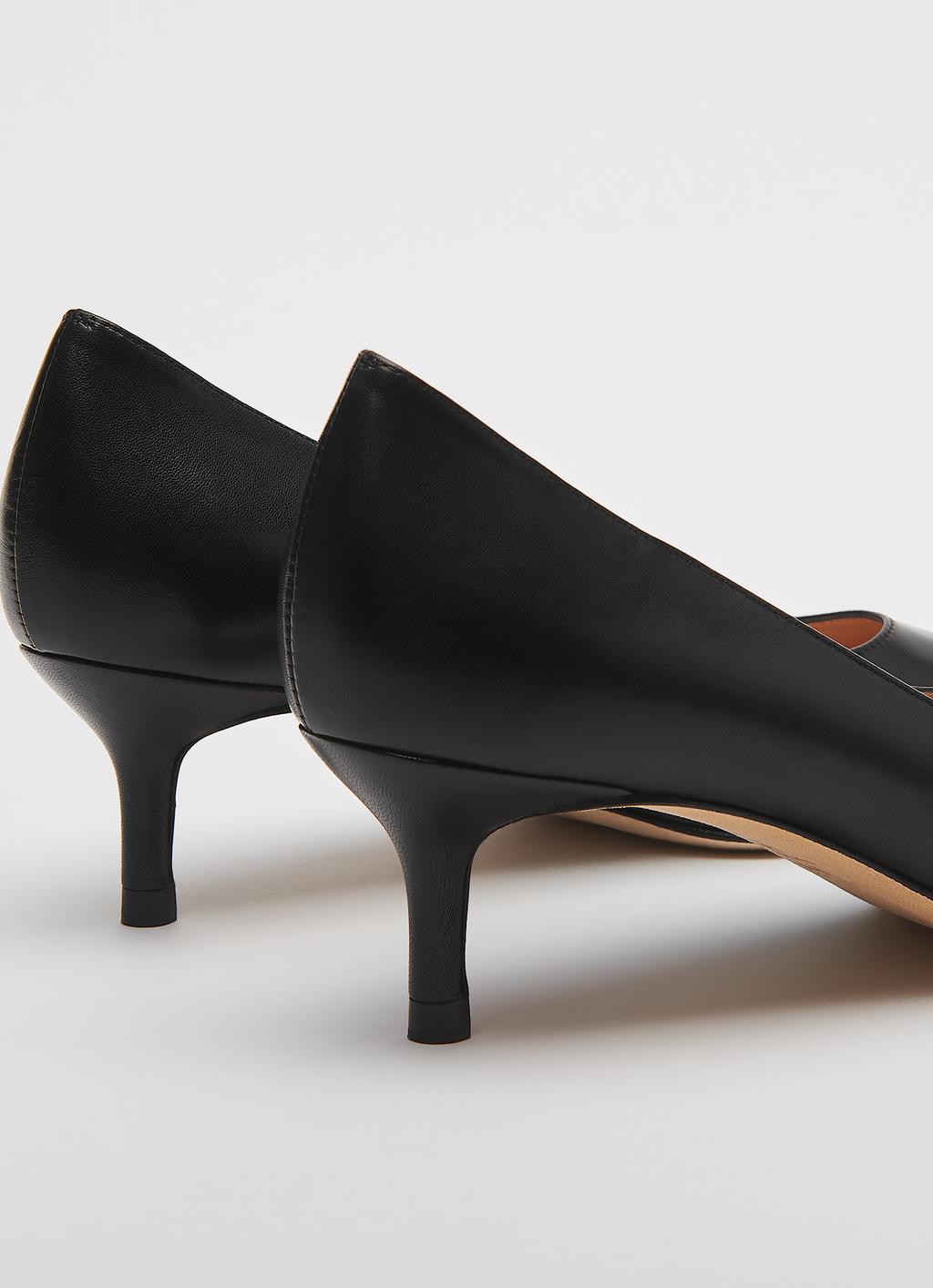 Audrey Black Leather Kitten Heel Courts | Shoes | L.K.Bennett