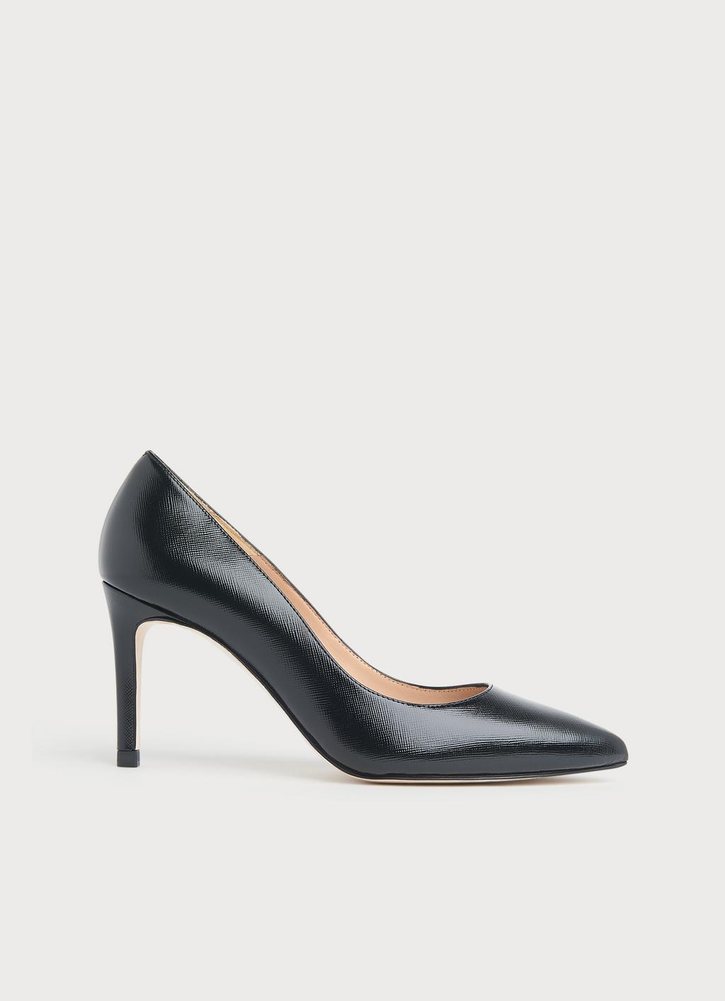 Floret Black Leather Pointed Toe Courts | Shoes | L.K.Bennett