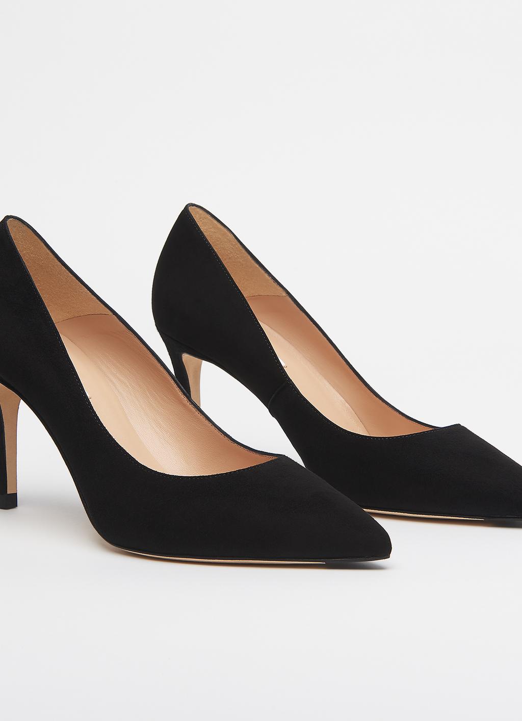 Floret Black Suede Pointed Toe Courts | Court Shoes | Shoes 