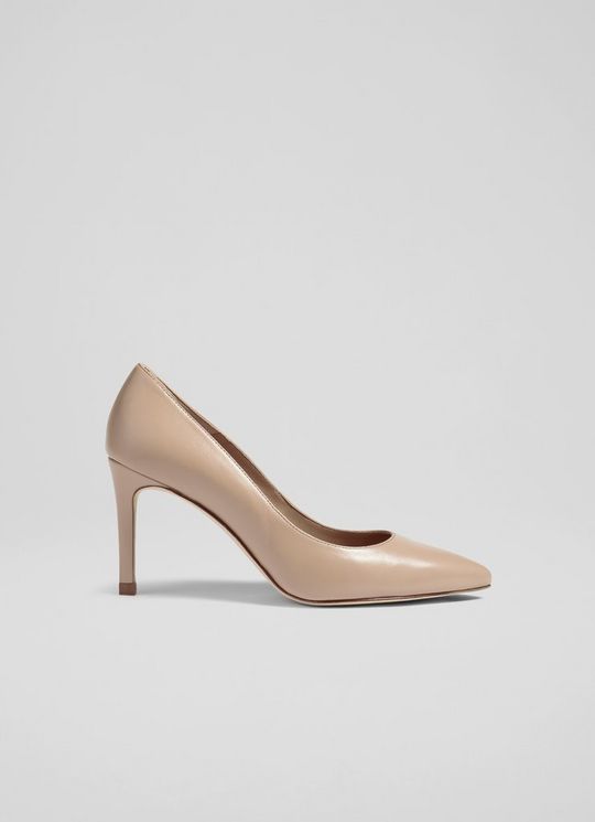 L.K.Bennett Floret Nude 2 Leather Pointed Courts, Beige