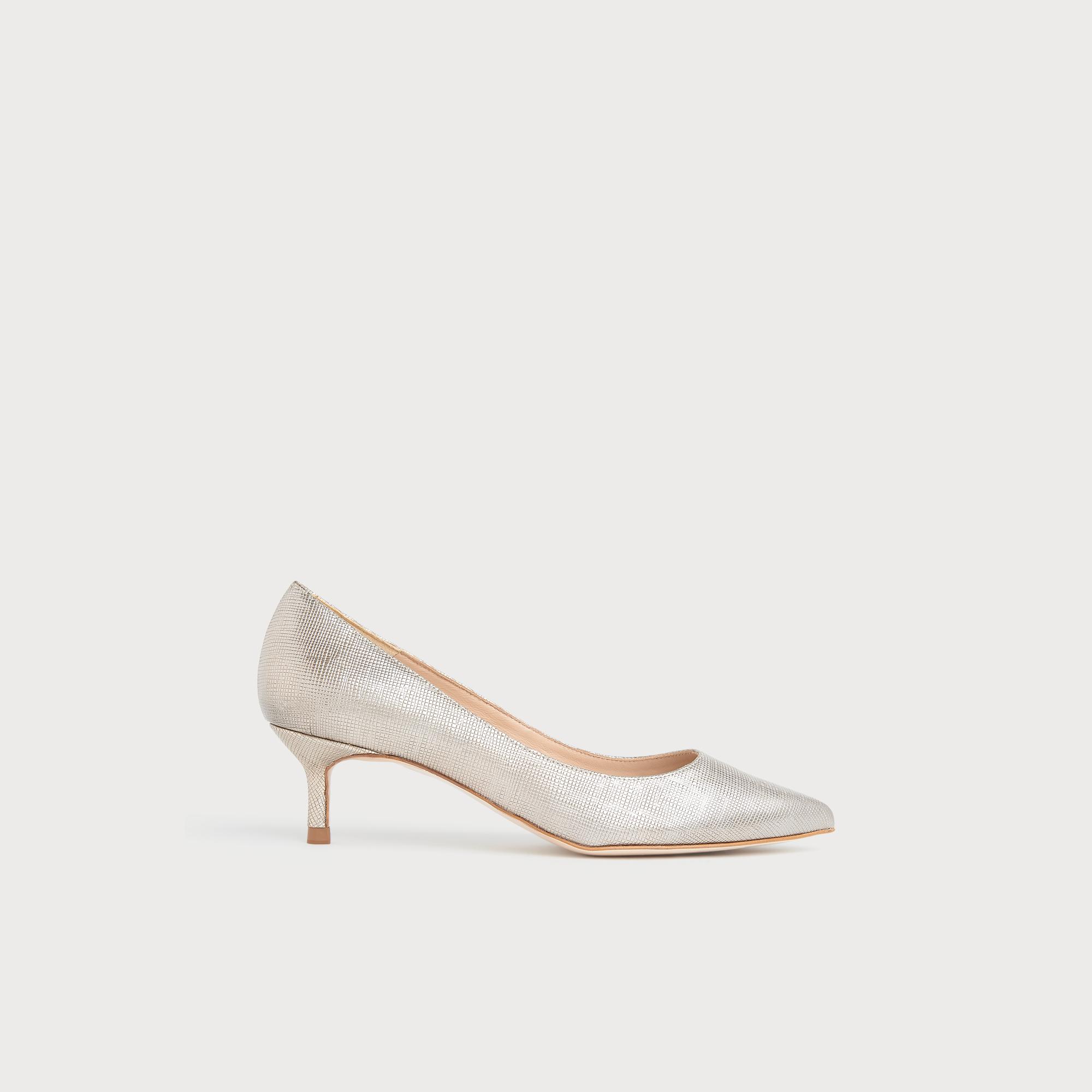 Audrey Dusty Gold Metallic Leather Courts Shoes