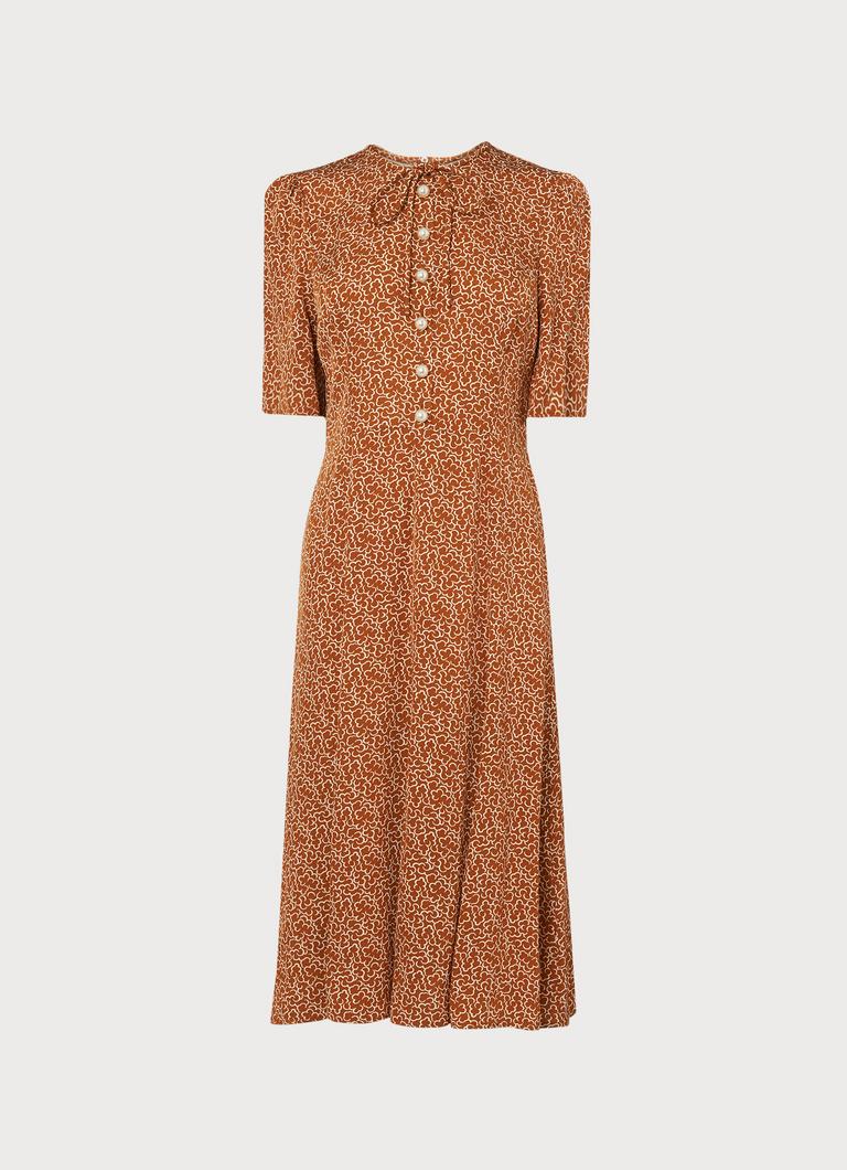 lk bennett montana silk dress L.K.Bennett Montana Floral Print Silk Dress, Cream