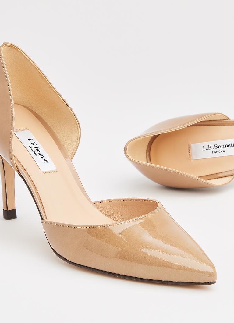 Flossie Taupe Patent D Orsay Courts Shoes L.K.Bennett