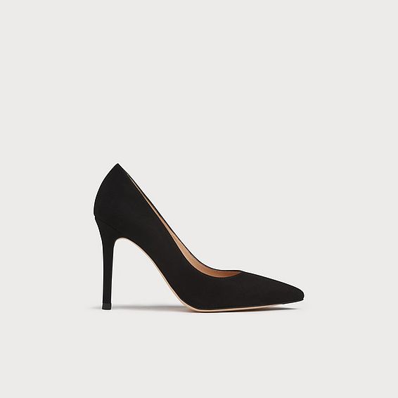 Fern Black Suede Pointed Toe Courts, Black