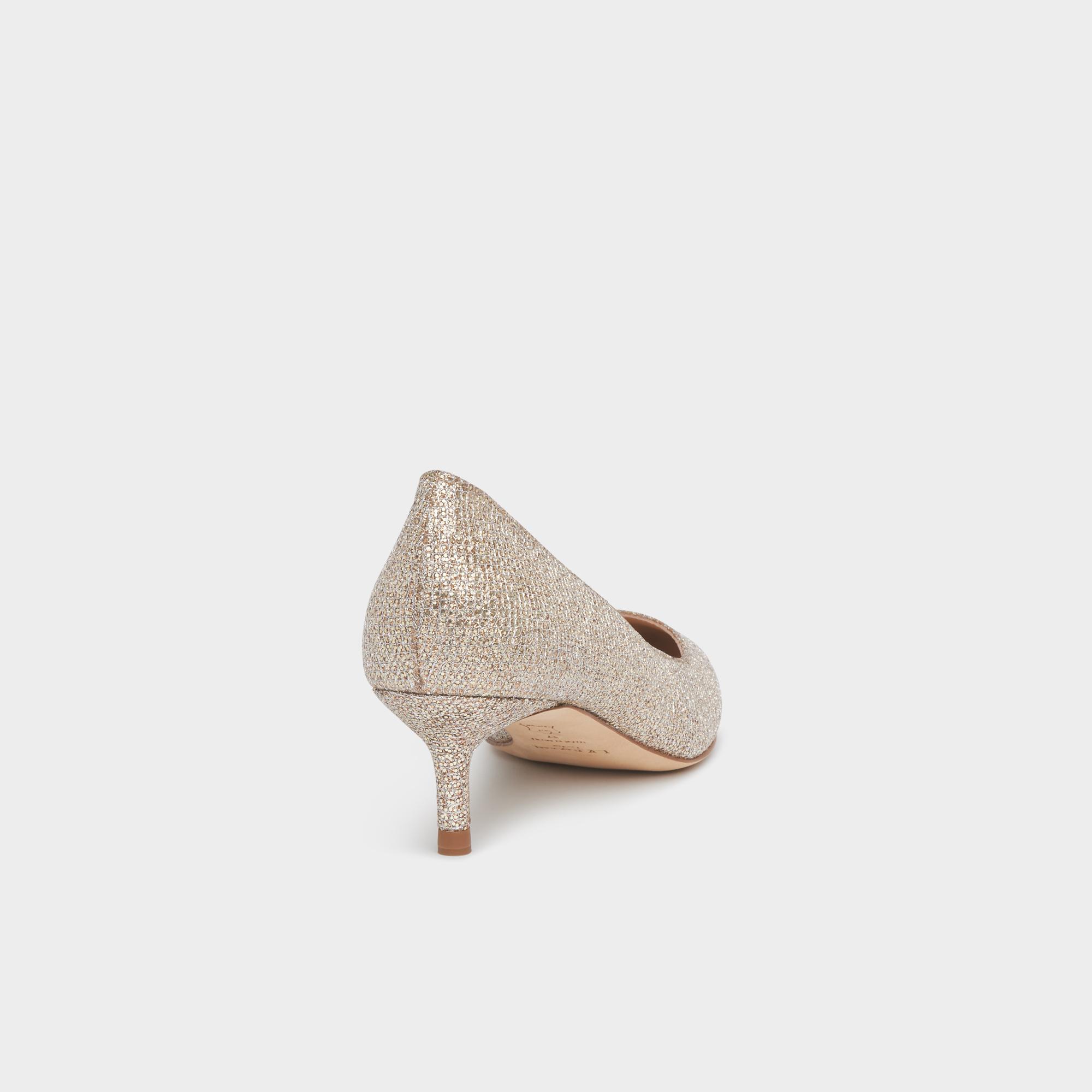 audrey champagne lurex kitten heel courts
