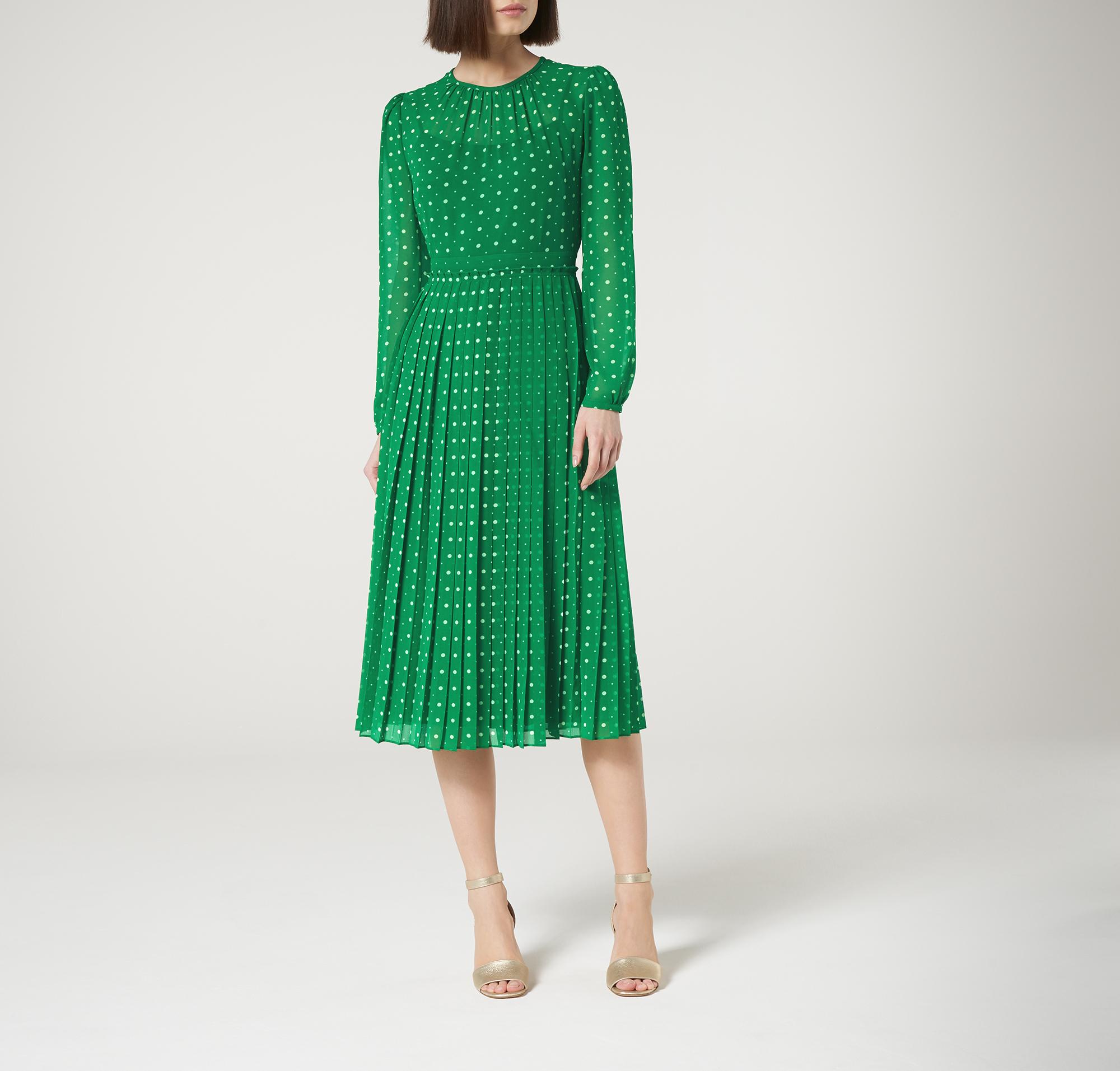 lk bennett green polka dot dress