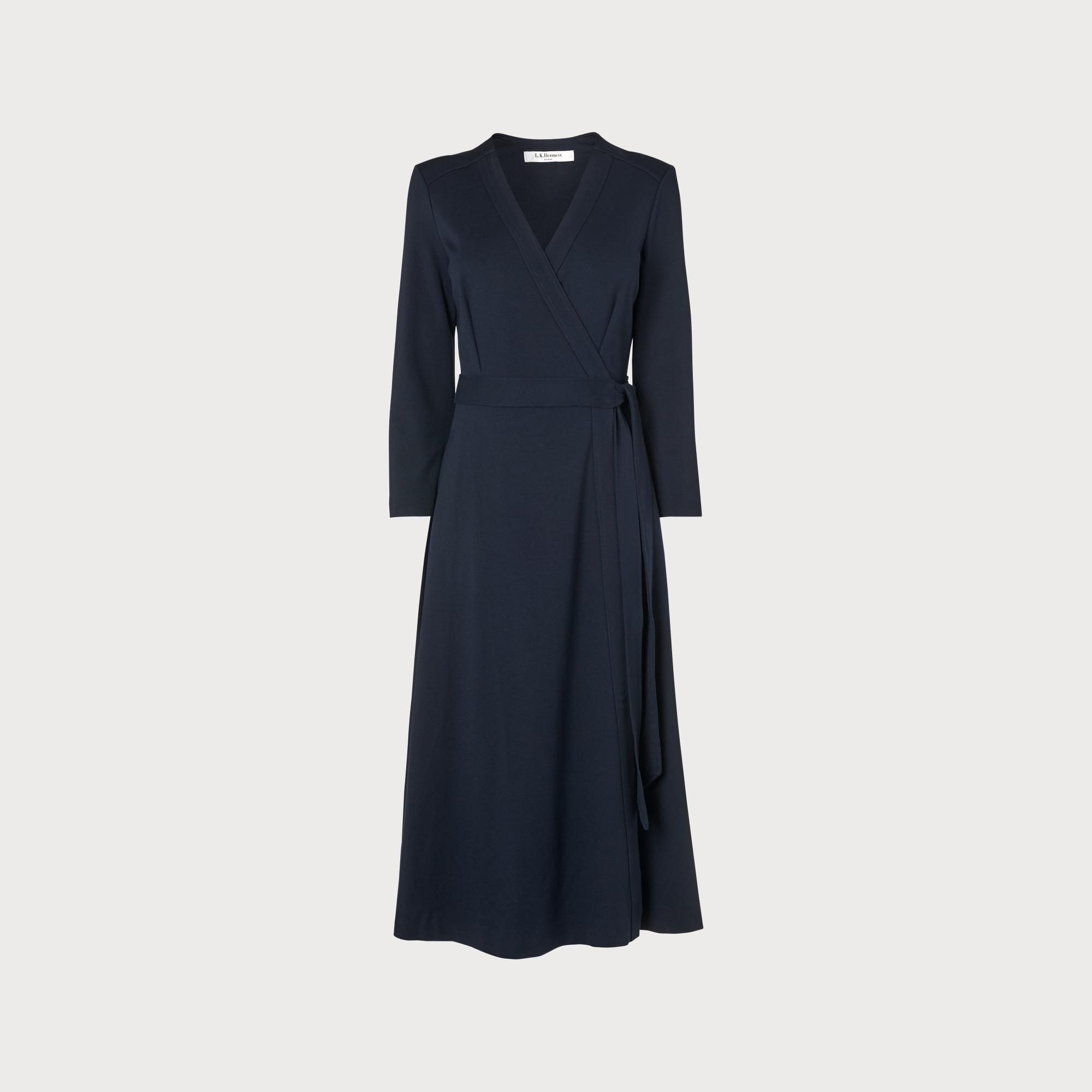 Juno Navy Wrap Dress Clothing