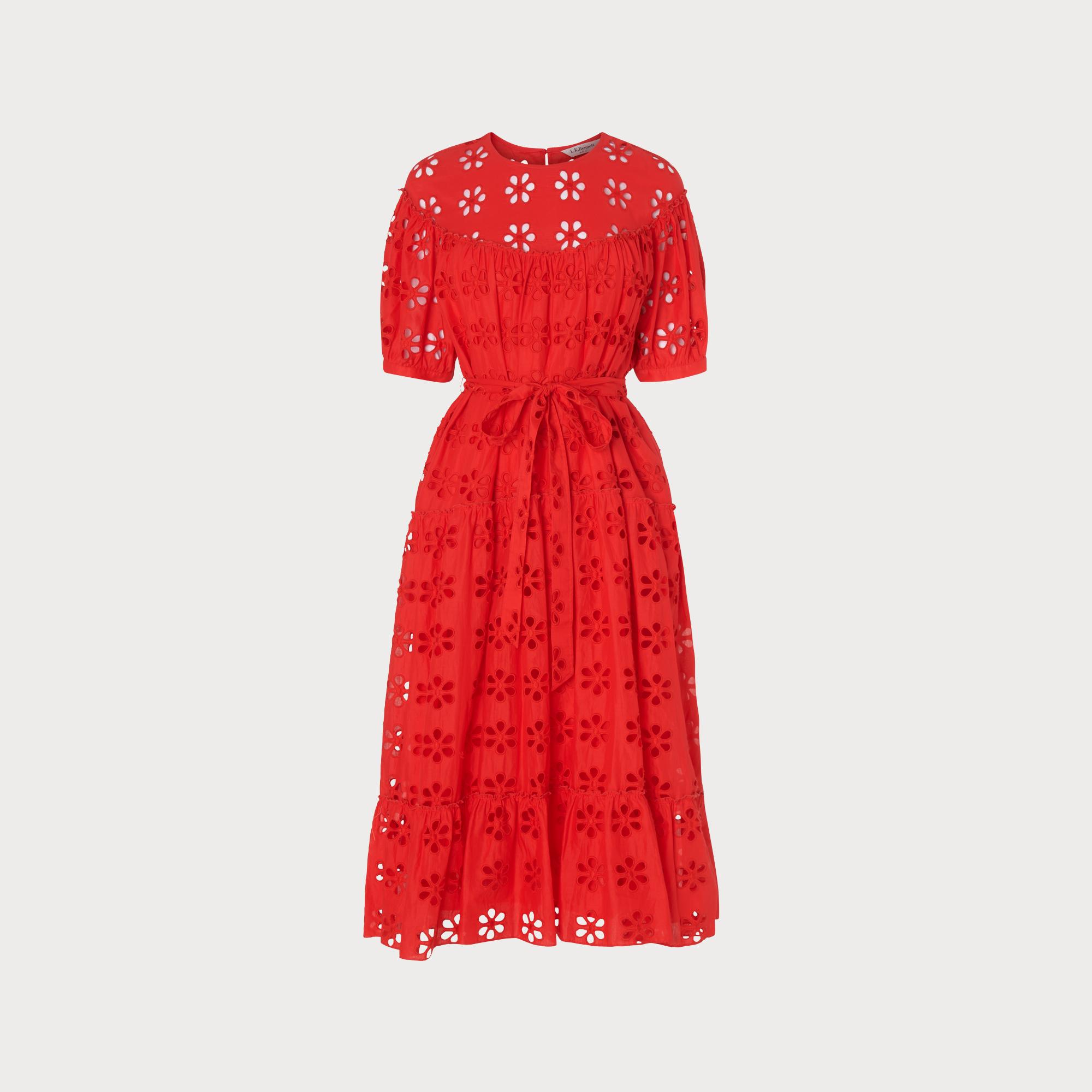 red broderie anglaise dress