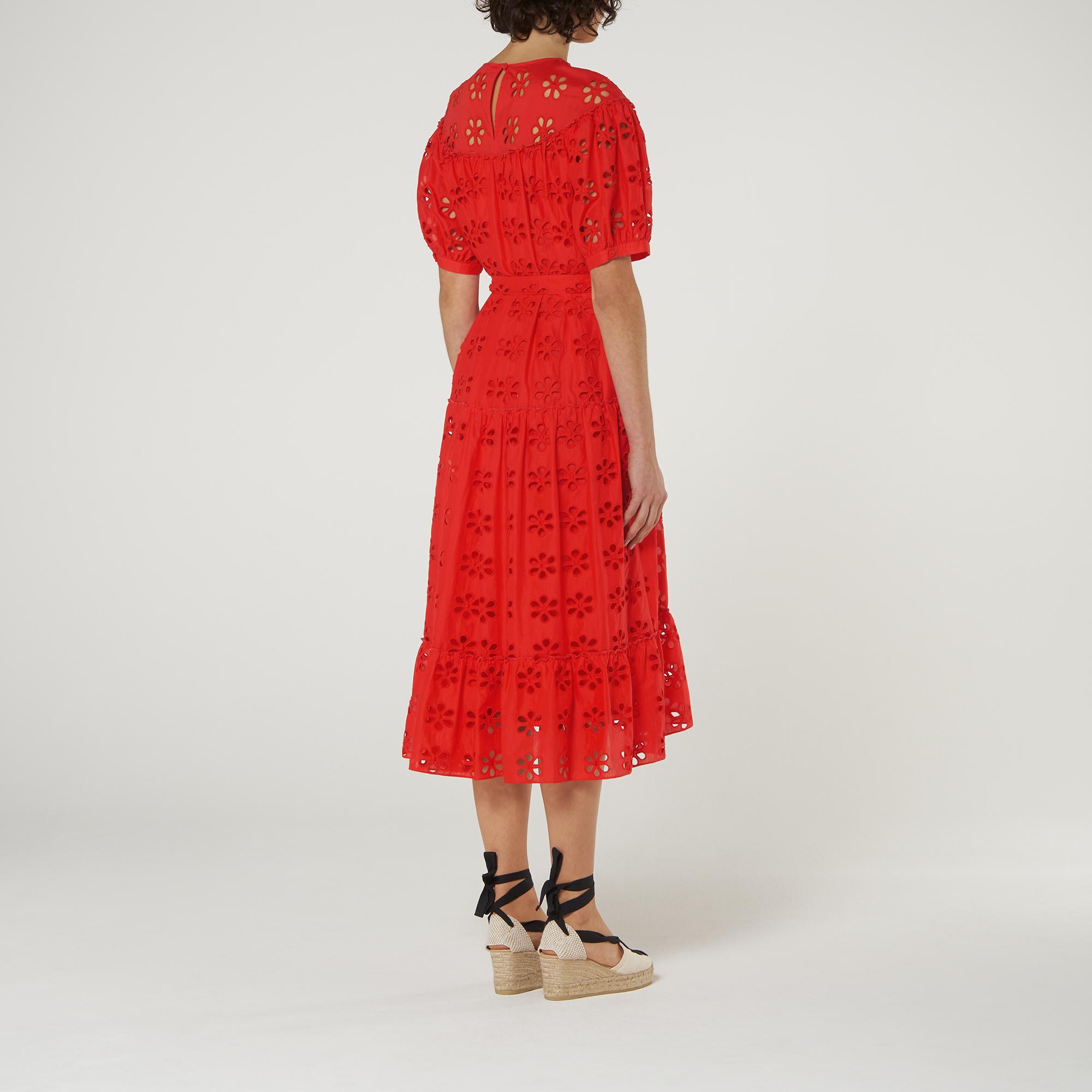 red broderie anglaise dress