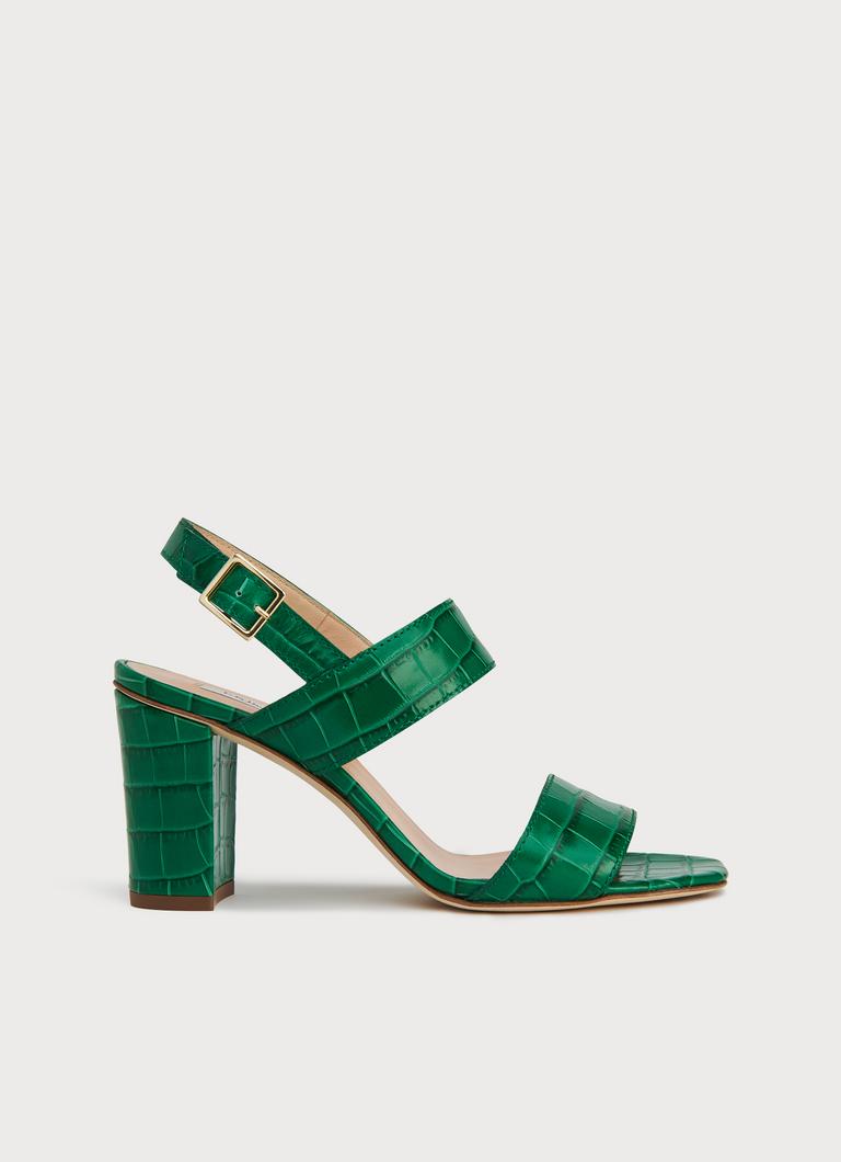 Rhiannon Green Croc Effect Sandals Shoes - Main Image