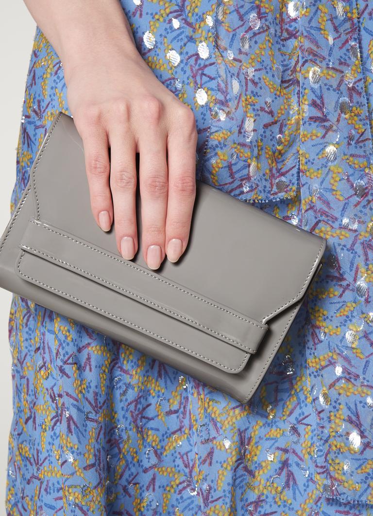 Ella Small Grey Patent Clutch