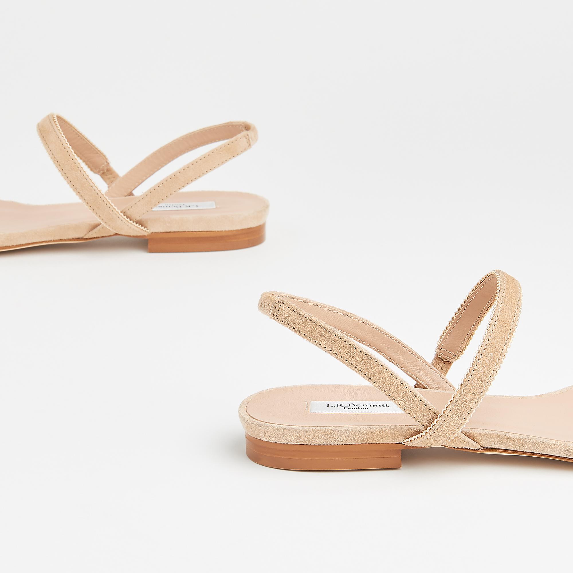 Rosalie Beige Suede Picot Trim Flat Sandals | Shoes | L.K.Bennett