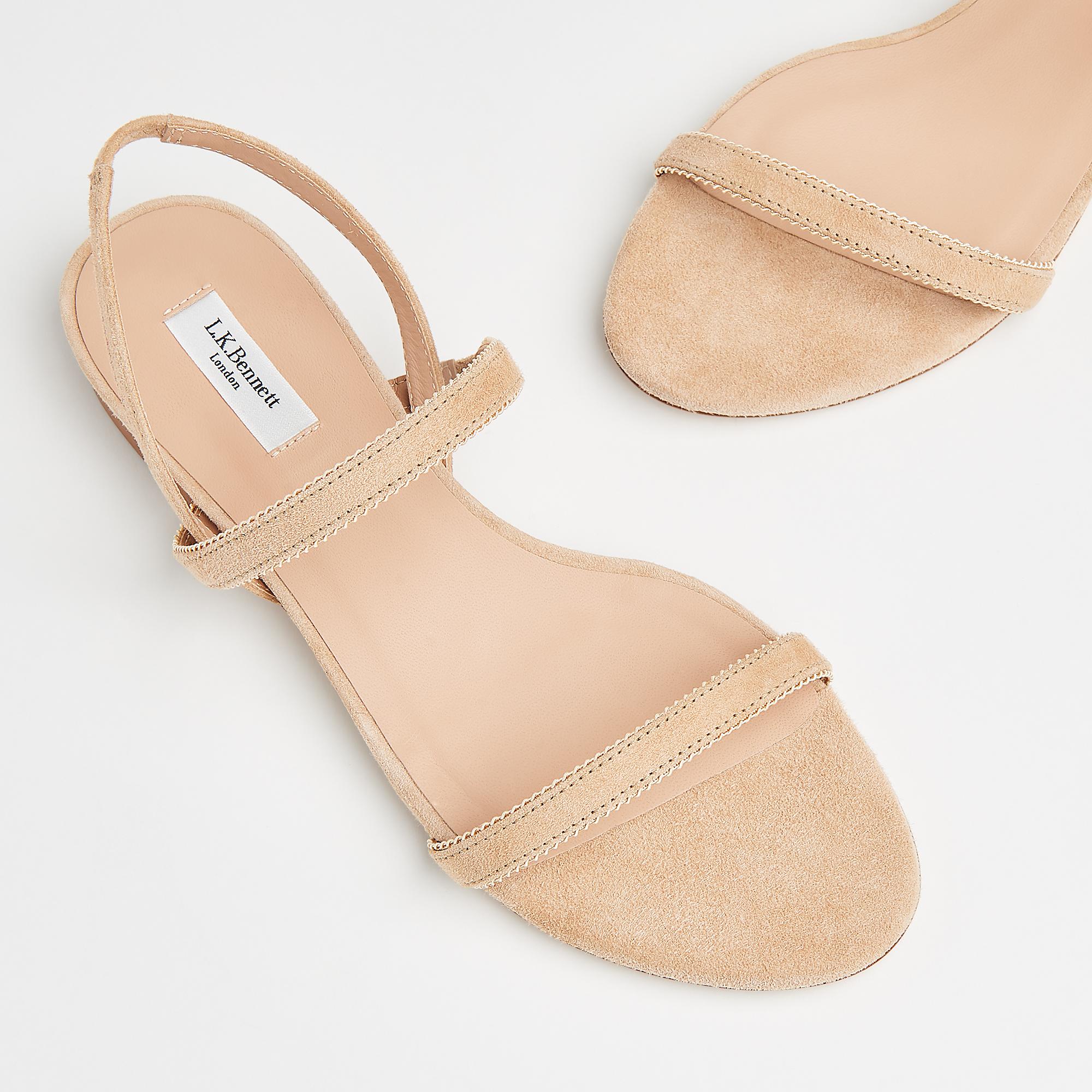 Rosalie Beige Suede Picot Trim Flat Sandals | Shoes | L.K.Bennett
