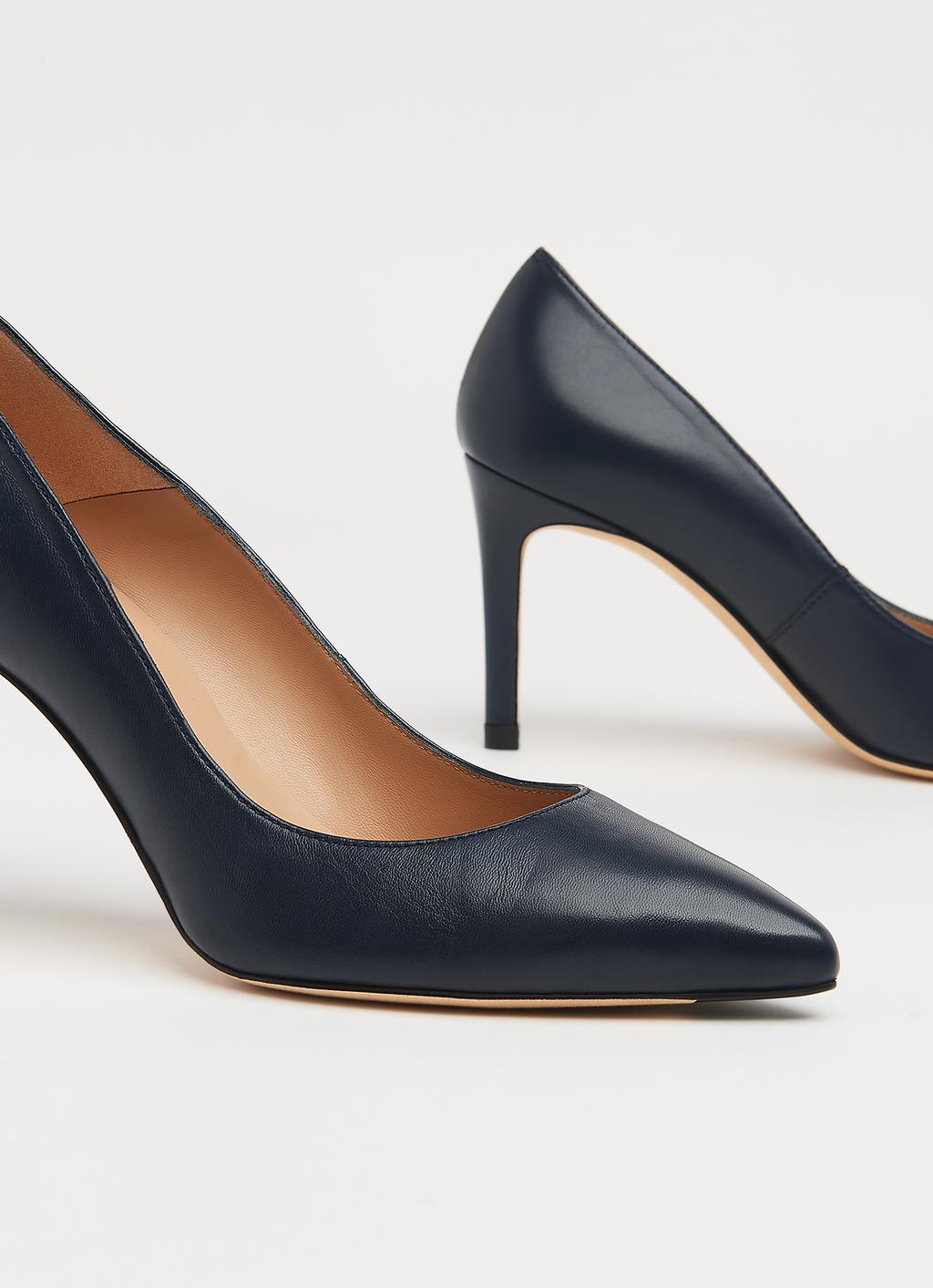 Floret Navy Leather Pointed Toe Courts | Shoes | L.K.Bennett