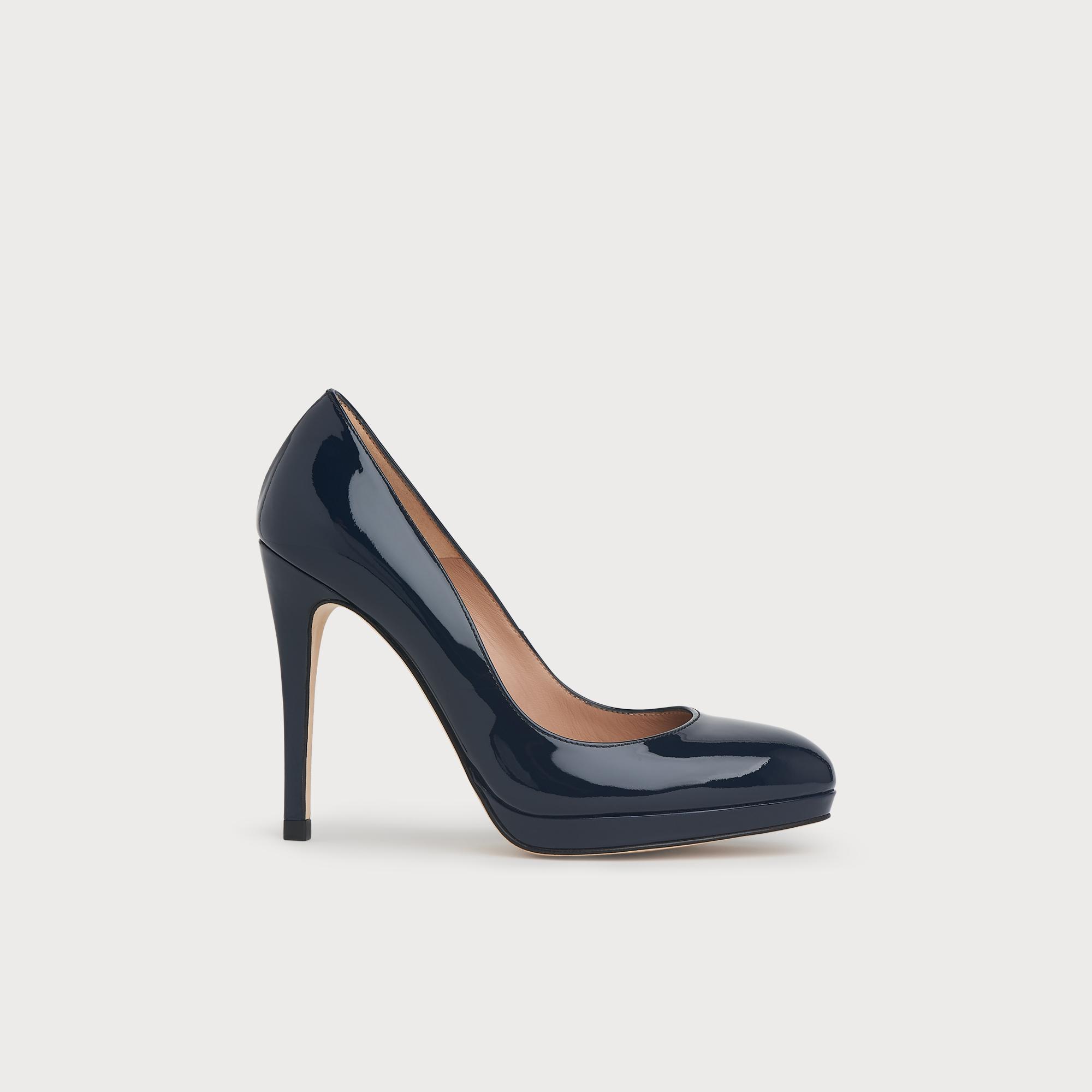 L.K.Bennett Sledge Navy Patent Platform Courts, Navy Blue