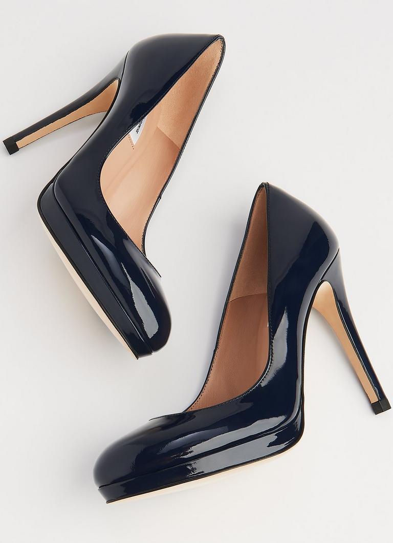 Sledge Navy Patent Platform Courts Shoes L.K.Bennett