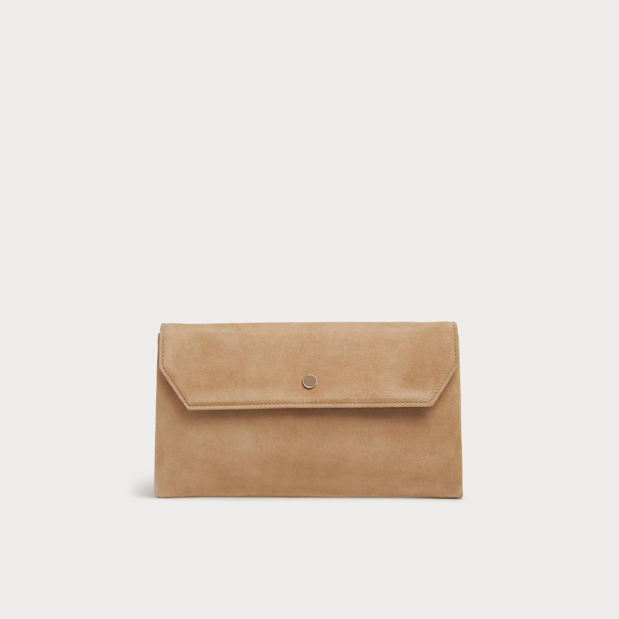 Dora Beige Suede Envelope Clutch Handbags Collections