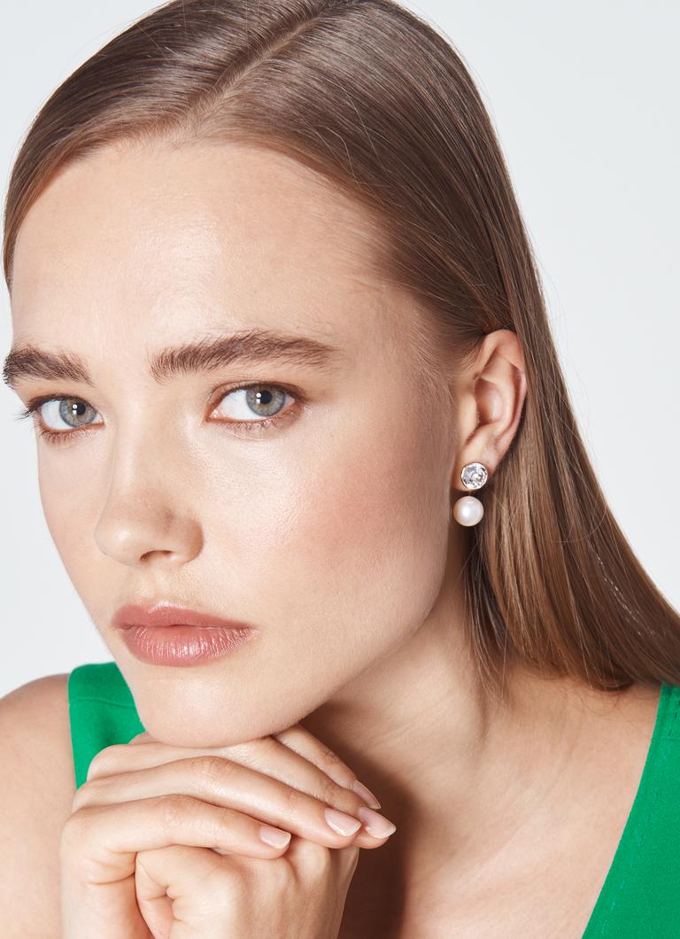 Madrid Swarovski Crystal Grey Pearl Earrings London