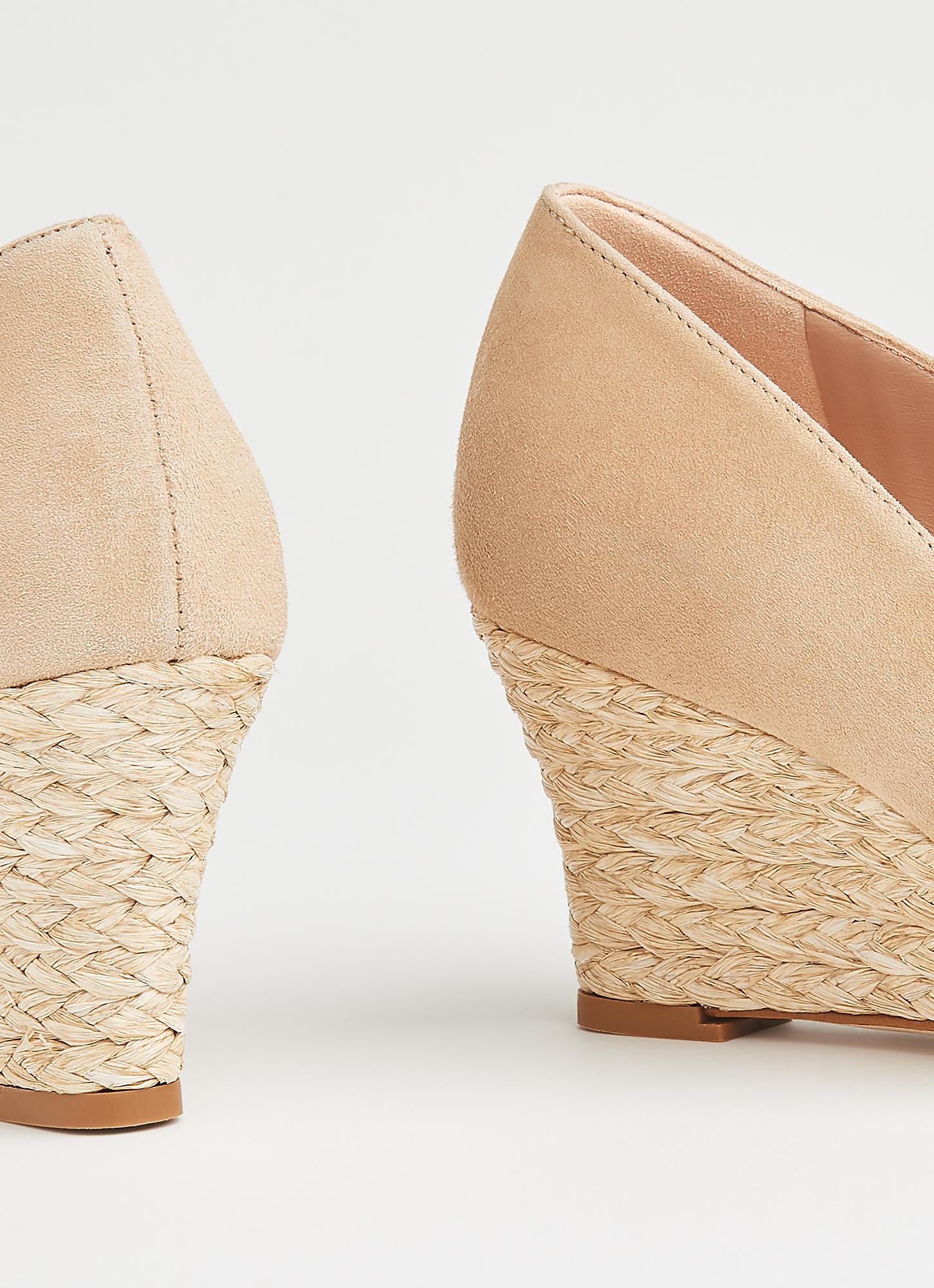 Eevi Beige Suede Espadrille Wedges Shoes Collections