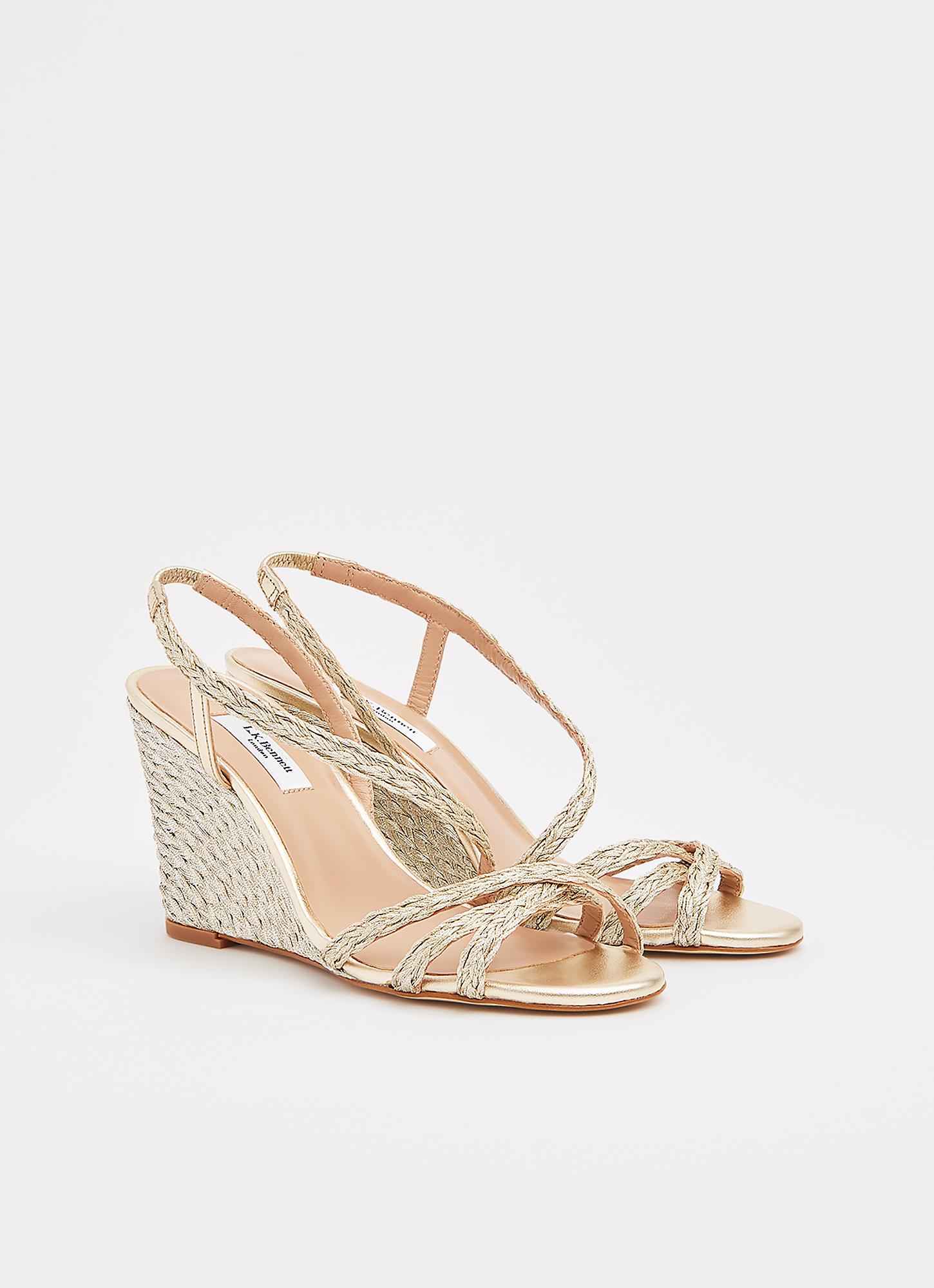 golden wedge sandals