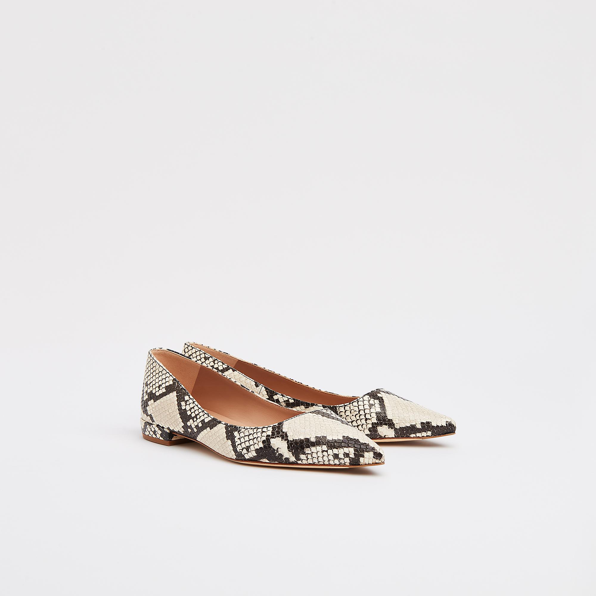 snake print pointed flats