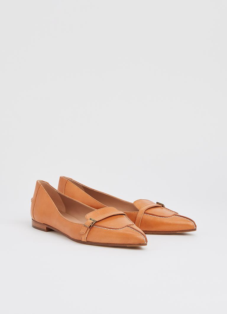 Tan leather flats sales