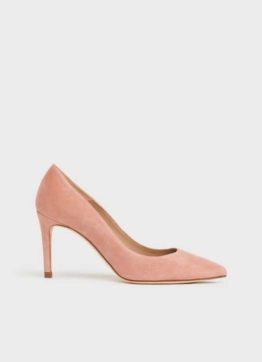L.K.Bennett Floret Pink Clay Suede Pointed Toe Courts, Pink