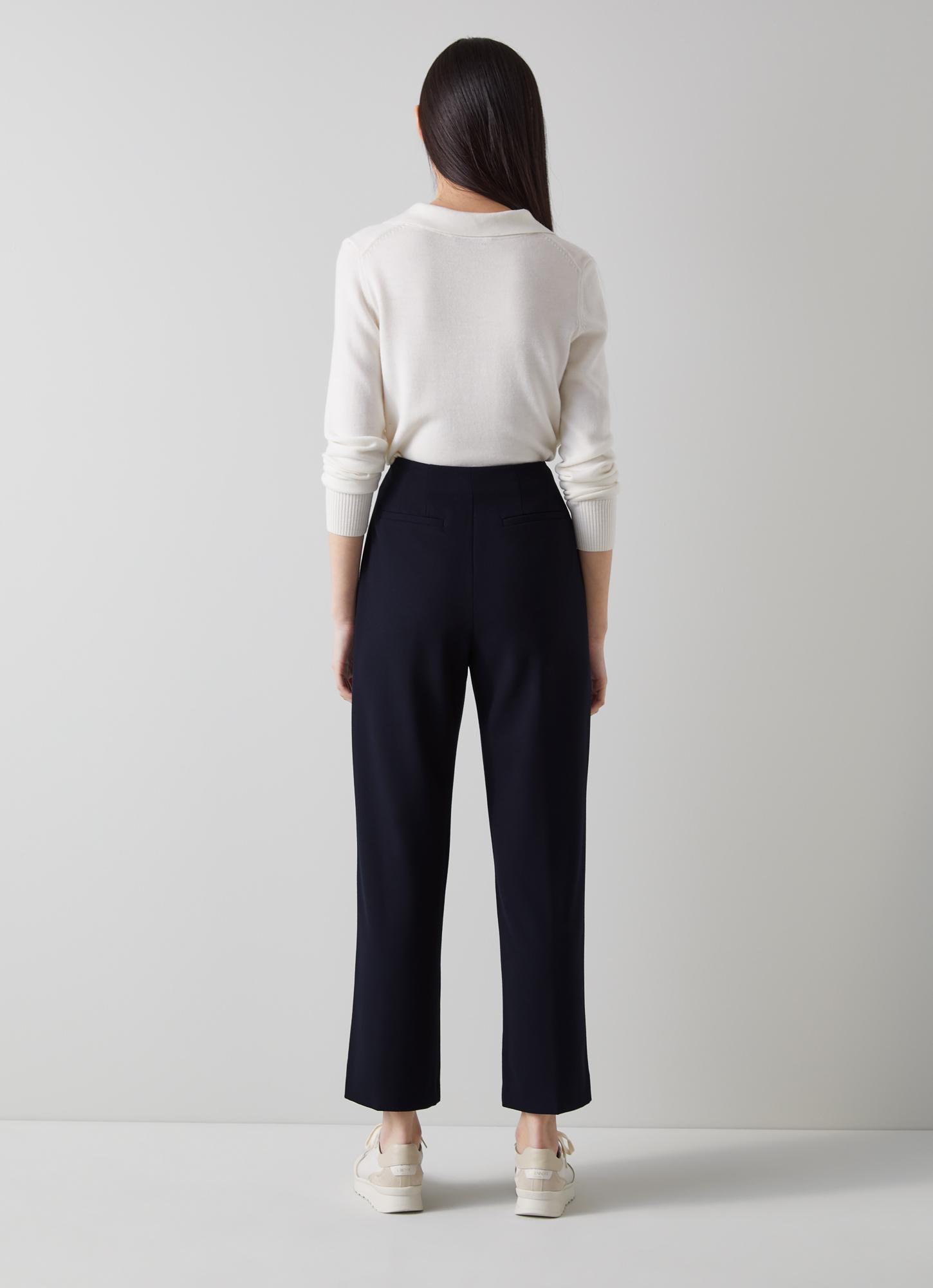 navy straight leg trousers