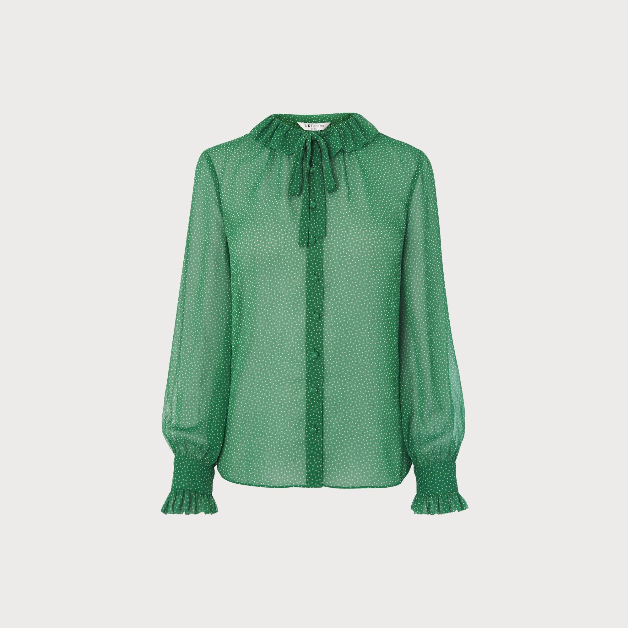 Eliza Spot Print Frill Collar Blouse | Clothing | L.K.Bennett