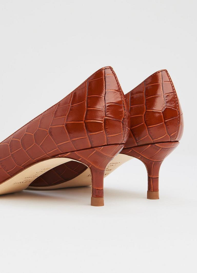 Audrey Tan Croc-Effect Leather Courts Shoes