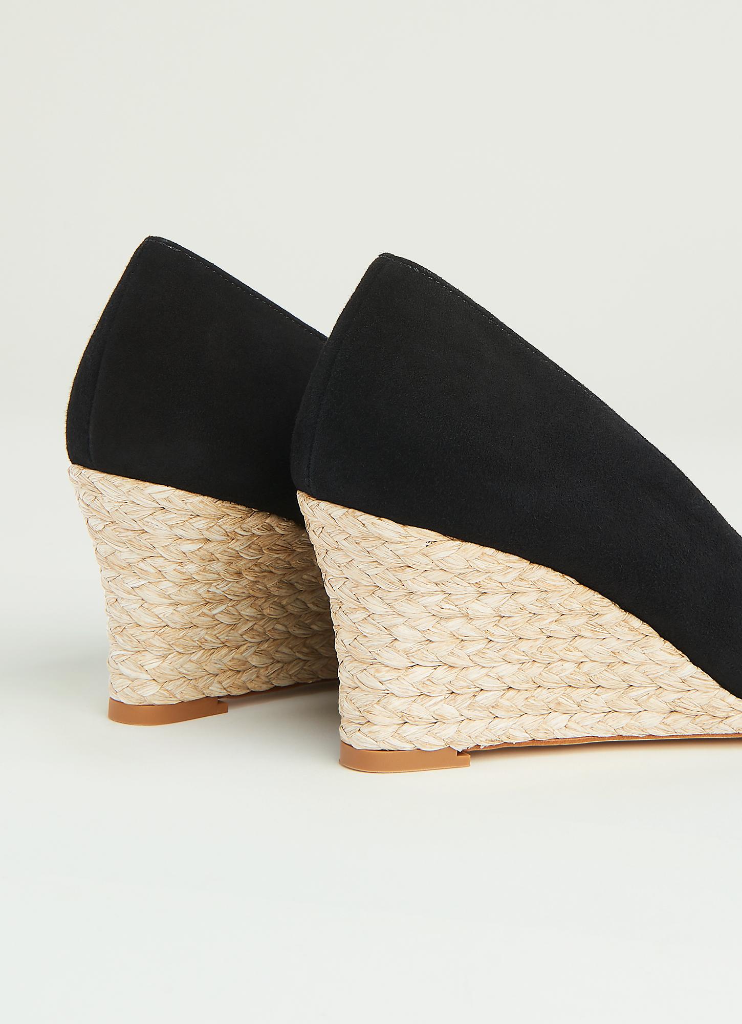 black suede espadrille wedges
