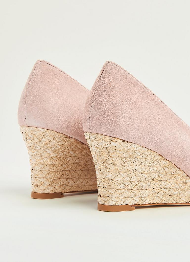 Eevi Pink Suede Espadrille Wedges