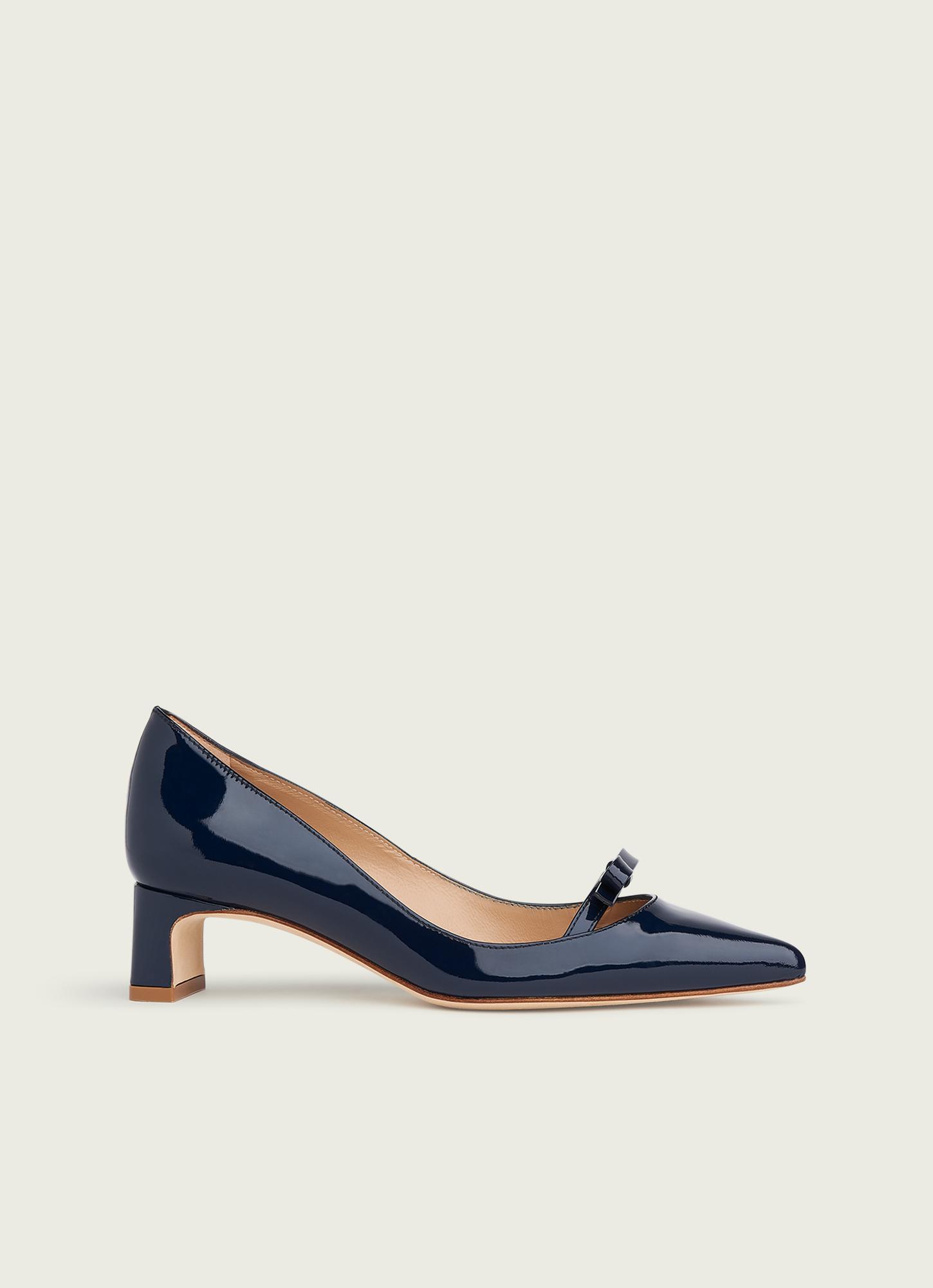 Faith Navy Patent Leather Bow Courts| Shoes