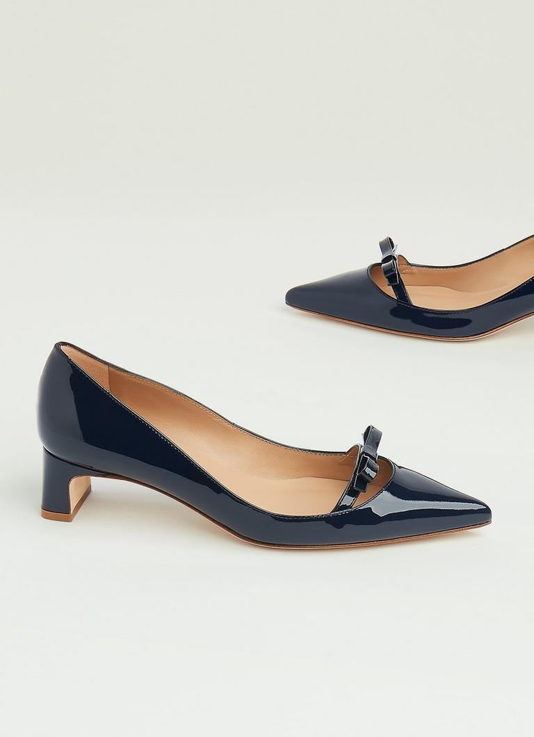 Ankle Strap Navy Patent Low Heel Shoes Resting Navy Patent Leather