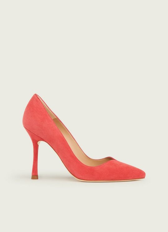 L.K.Bennett Faye Pink Suede Sweetheart Courts, Lipstick Pink