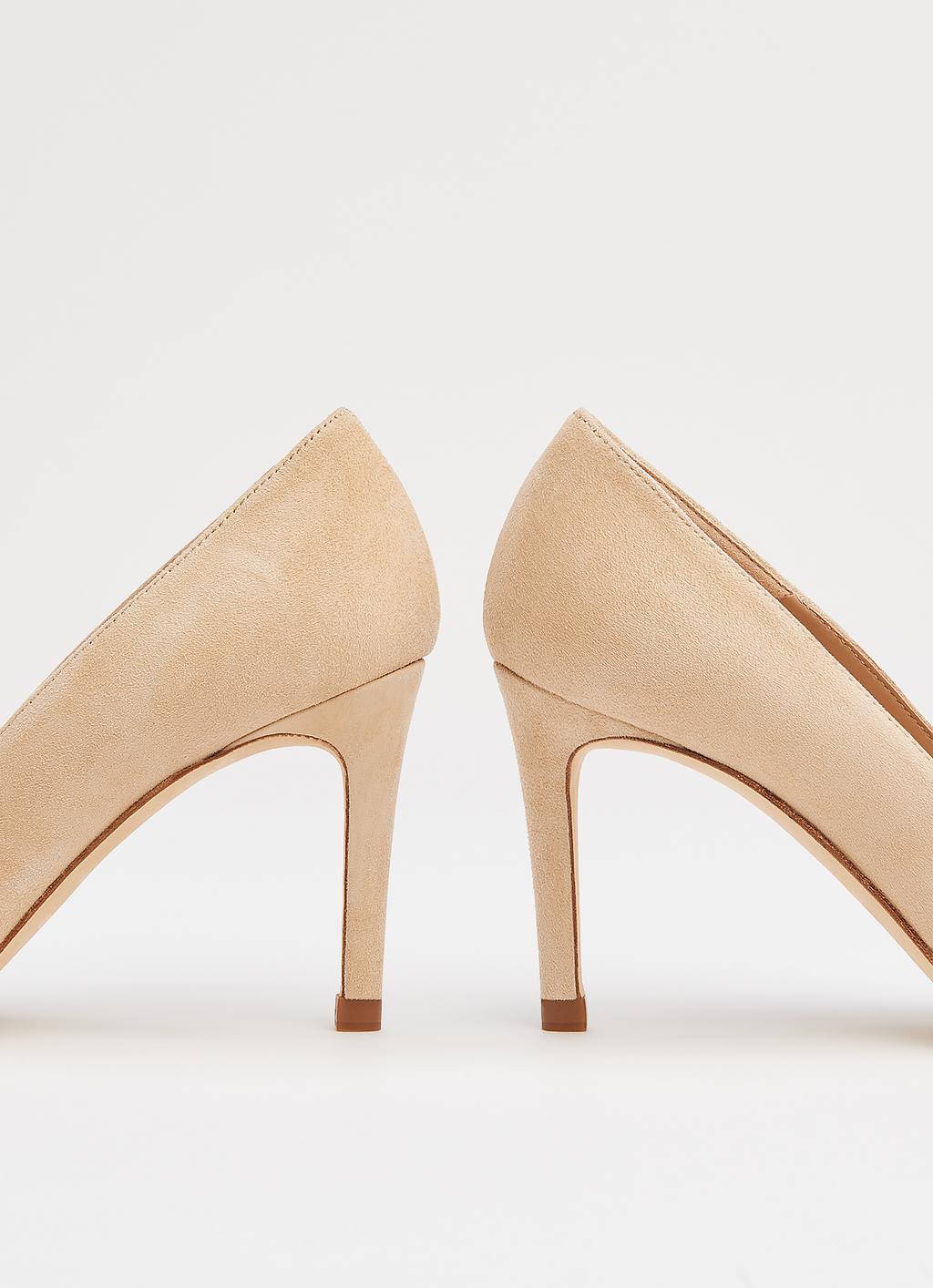Floret Beige Suede Pointed Toe Courts