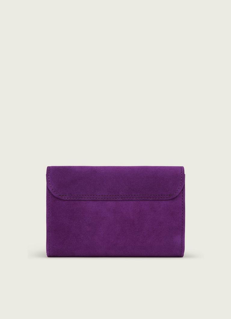 Purple suede clutch bag sales