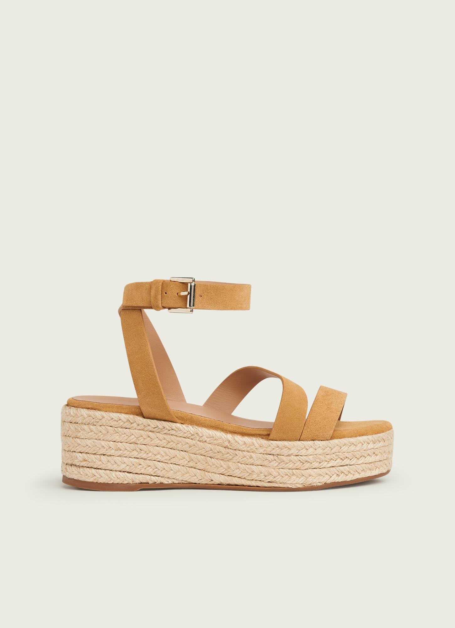 Siena Tan Suede Asymmetric Strap Espadrilles