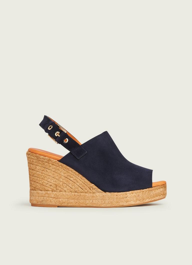 Summer Navy Suede Espadrille Wedges Shoes L.K.Bennett