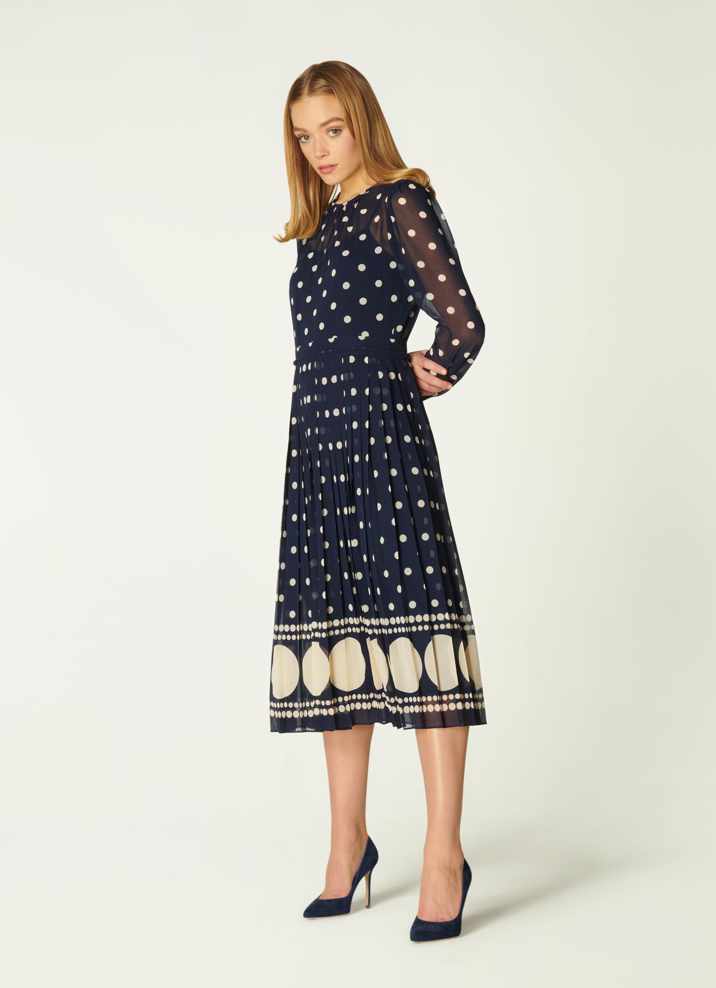 Lk bennett navy polka hotsell dot dress