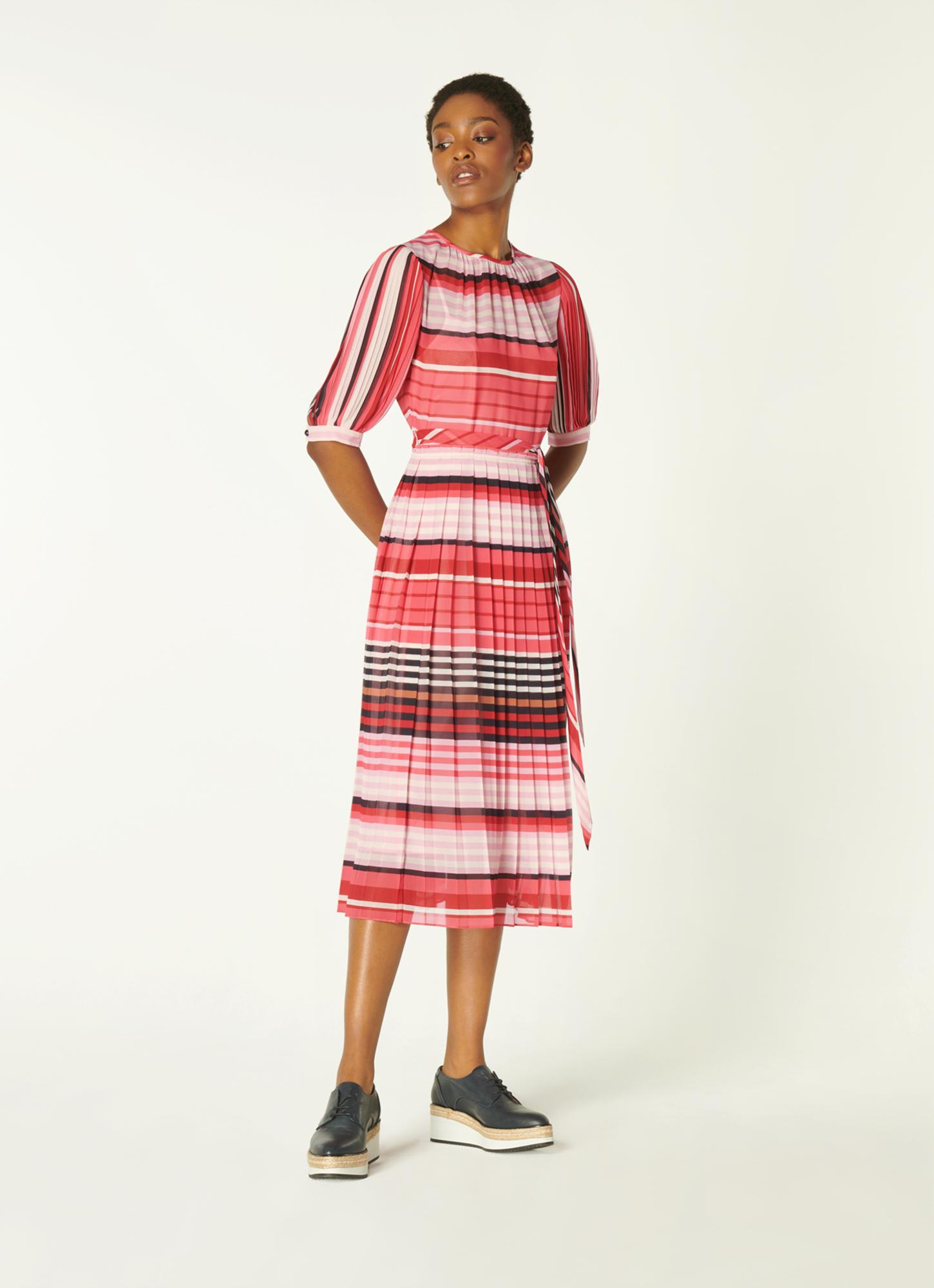 striped pleated dress