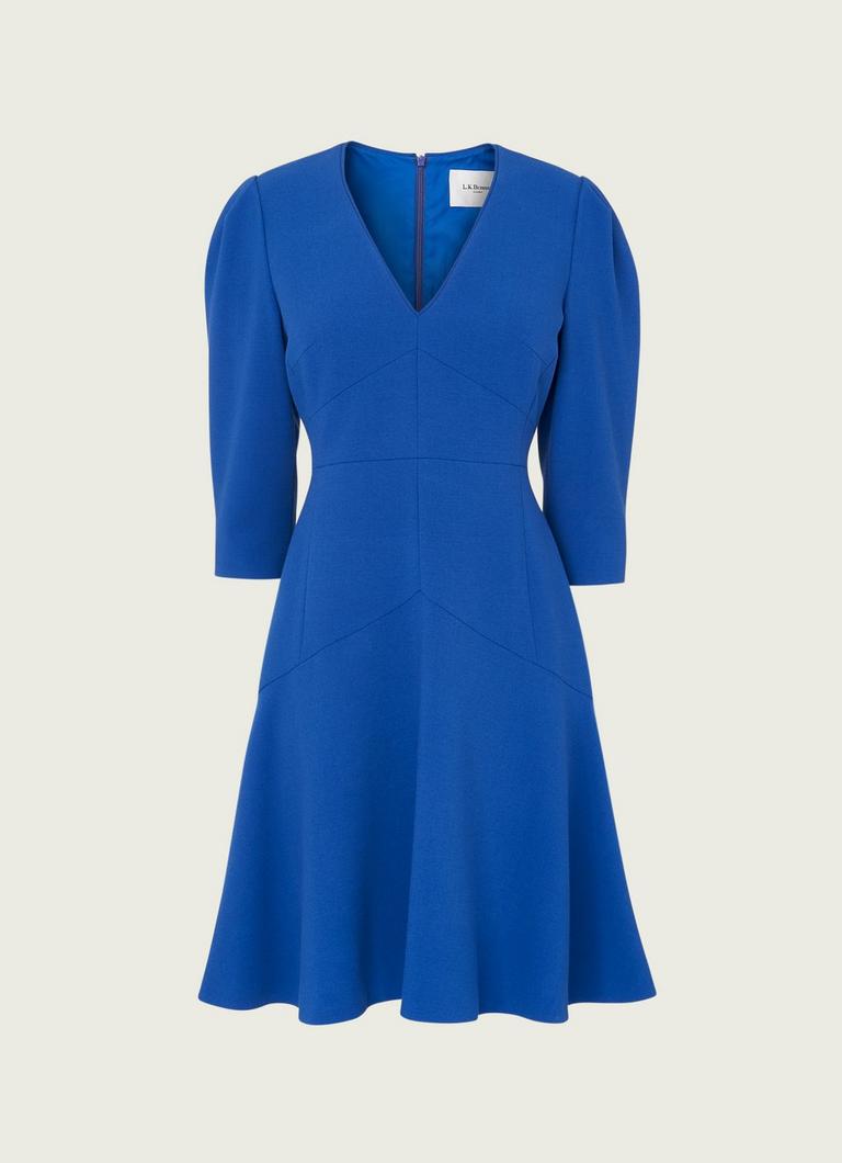 Belle Cobalt Blue Crepe Fit and Flare Dress|Clothing|L.K.Bennett Belle Cobalt Blue Crepe Fit and Flare Dress|Clothing|L.K.Bennett