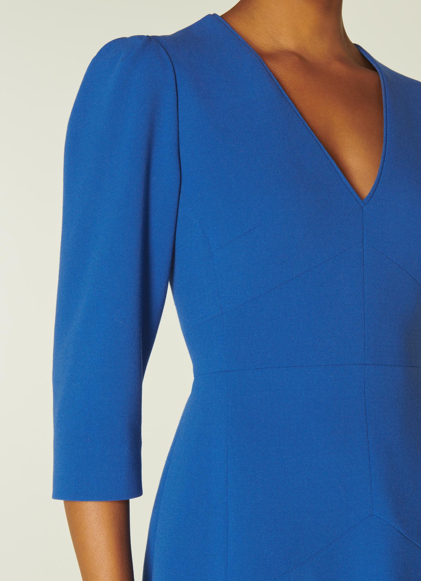 Belle Cobalt Blue Crepe Fit and Flare Dress|Clothing|L.K.Bennett