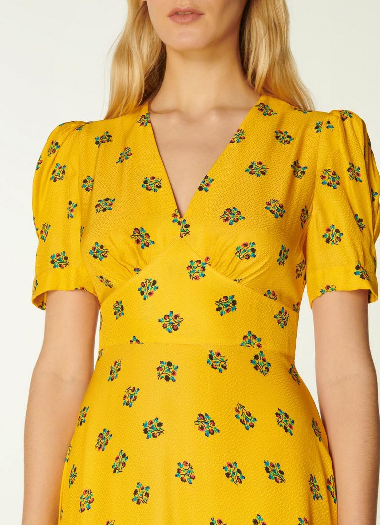 Elson Yellow Posey Print Silk Blend Tea Dress Clothing L.K.Bennett